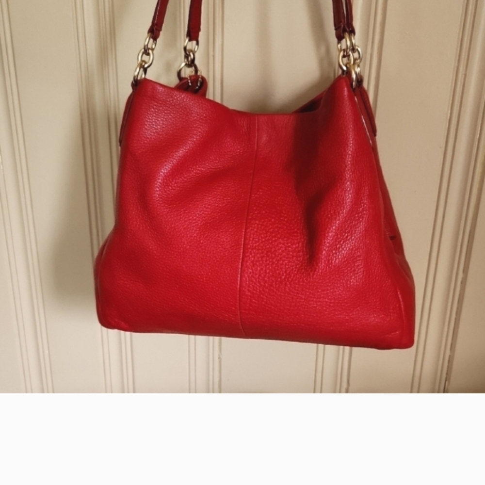 🖤Coach Madison Phoebe Red Leather Shoulder Bag With Gold Hardware
